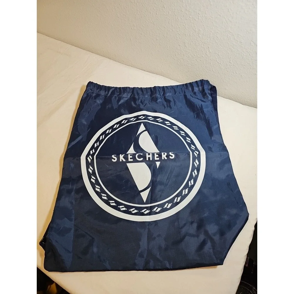 Skechers Nylon Drawstring Bag Backpack Gym Bag Tote Sack Navy Blue 17